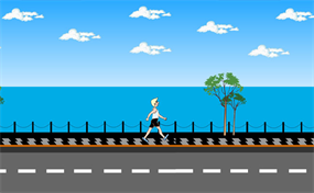 海边行走的青年人flash动画